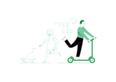 Picto Mobilité avec une personne faisant de la trottinette